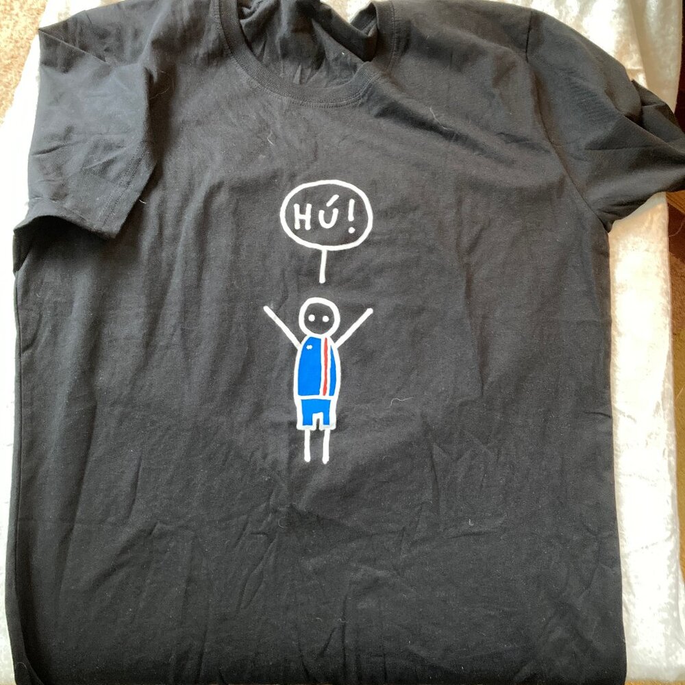 Hugleikur Dagsson 2016 Iceland Football tee shirt Hú Viking Clap Size L RARE